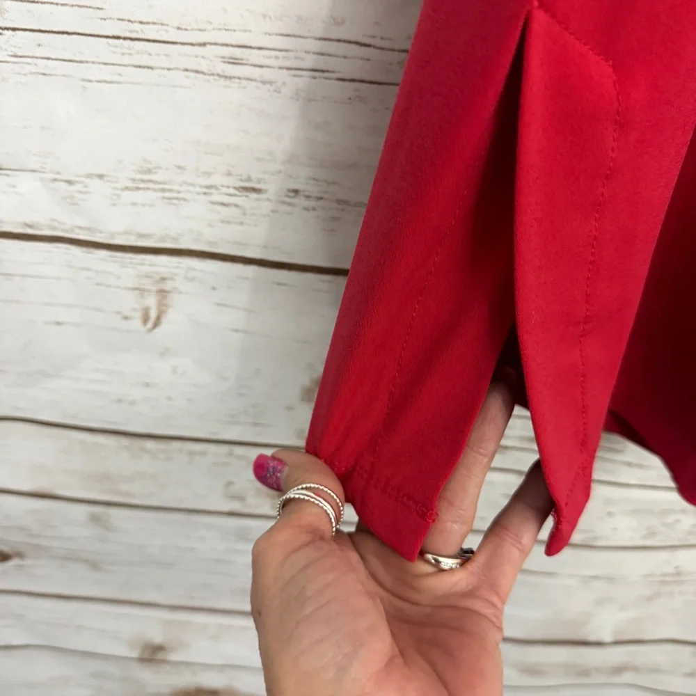 Susan Graver Weekend Red Pull On Drawstring Wide Leg Pants - Picture 4 of 8